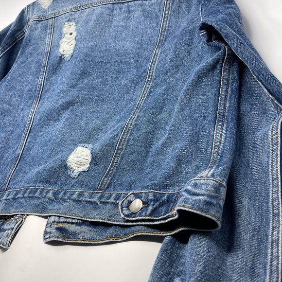 New without tags distressed Jean jacket L - Picture 6 of 8